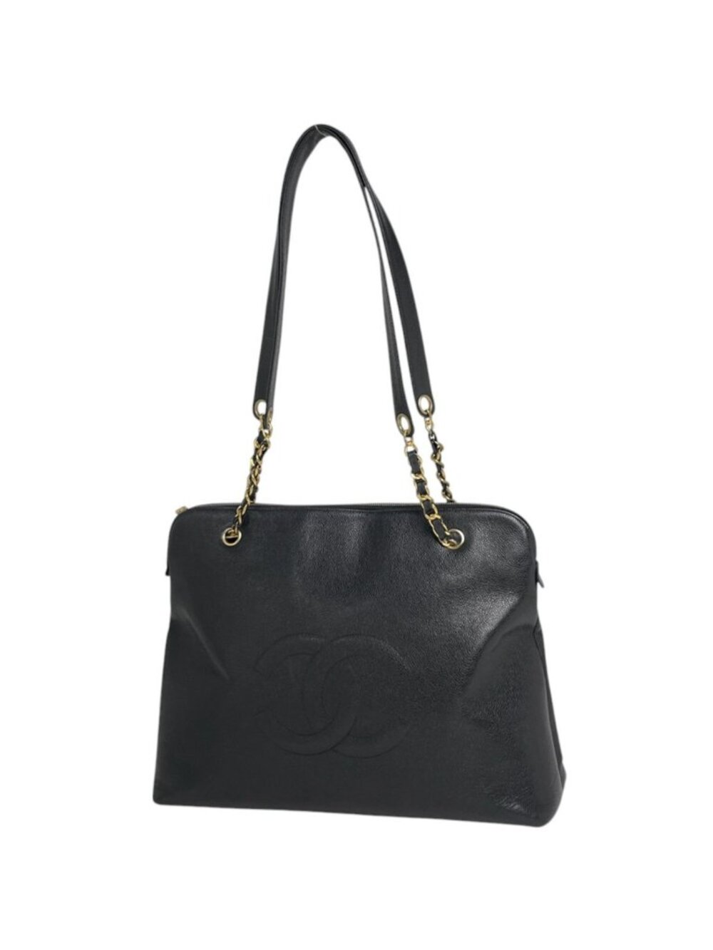 Chanel Tote Bag CC Logo Caviar Leather Black